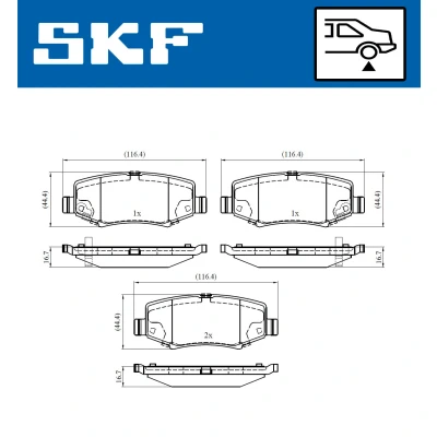 Bild av SKF VKBP 90374 A Jeu de plaquettes frein avec indicateur d&#039;usure JEEP: Cherokee III, IV