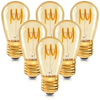 Bild av Century Light ST45/S14 3 W spiral LED glödlampa (bärnstensglöd, vintage dimbar ekorrburlampa, 2200K ultravarm vit 140 LM, 25 Watt ekvivalent, E27 bas (6 pack)