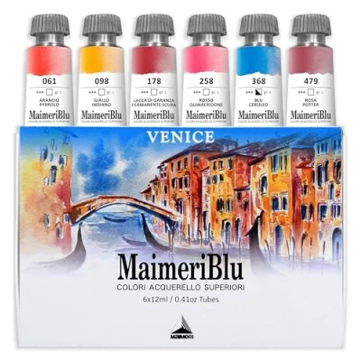 Bild av Maimeri BLU, konstakvareller, set Venedig, Kartong, blandade färger, 6 stycken 12 ml, flerfärgad, ml