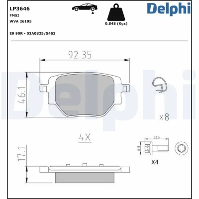 Bild av Bromsbeläggssats, skivbroms DELPHI LP3646