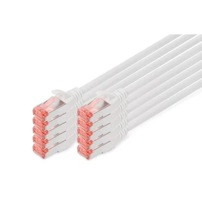 Bild av DIGITUS LAN Kabel Cat 6 2m 10 stycken RJ45 nätverkskabel S/FTP skärmad kompatibel med 6A och 7 Grå