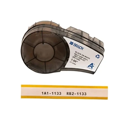 Bild av Brady, M21 1000 427, vinyl självlaminerande, svart på vittransparent, 25,4 mm x 4,26 m, max. Kabeldiameter: 5,1 mm, permanent, ändlös (110928)