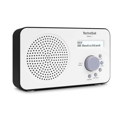 Bild av TechniSat VIOLA 2 bärbar DAB radio (DAB+, FM, högtalare, hörlursuttag, tvåradig display, knappstyrning, liten, 1 Watt RMS) Vit/Svart