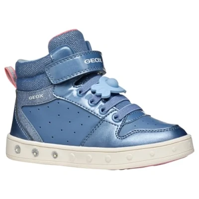 Bild av Geox Skylin GIRL Light UP Höga sneakers för barn, Storlek: 24, Dark sky/light coral Skinnimitation/textil