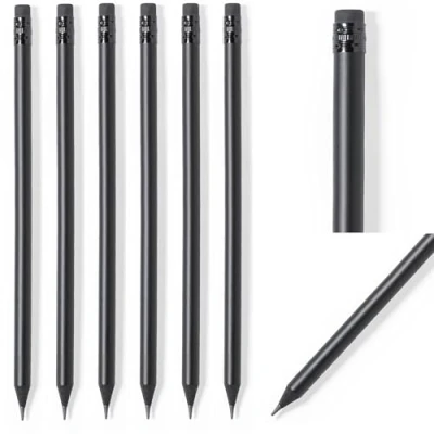 Bild av noTrash2003 5 till 100 stycken matt svarta blyertspennor träpennor med suddgummi Black Edition HB, förspetsiga, 19 cm längd ekonomipack hållbar (modern, 25, stycken)