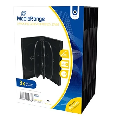 Bild av MediaRange BOX35 8 DVD tomt fodral för skivor, 27 mm, svart, 3 pack