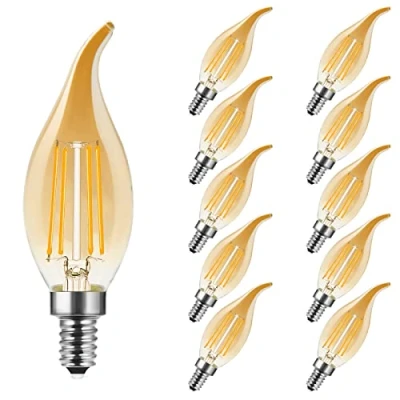 Bild av MZYOYO E14 LED lju, 4 W klassisk ljusform filament, filament trådlampa, 2 700 K varm vit, ersätter 35 watt inte dimbar, bärnsten glas, 10 stycken