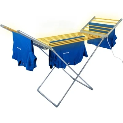 Bild av Silvergear® Elektriskt torkställ för inomhusbruk justerbar temperatur och timer torktumlare med uppvärmda stänger uppvärmd torkställning elektrisk 147 x 54 94 cm grå