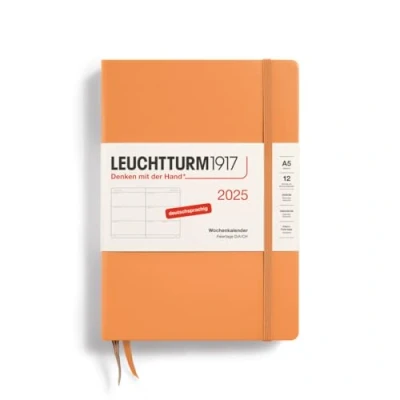 Bild av LEUCHTTURM1917 370544 Veckokalender 2025, medium A5 inbunden 12 månaders planerare, 80 g, linjerad aprikos
