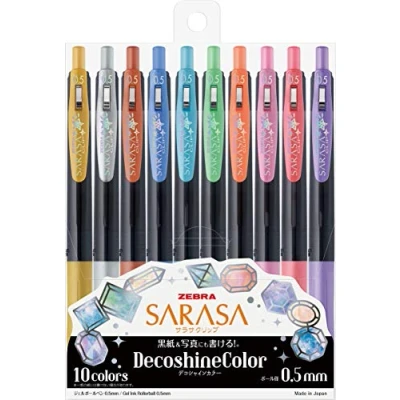 Bild av Zebra Gel kulspetspenna Sarasa klämma 0,5 mm deco glans färg, set med 10 färger (JJ15 10C SH)