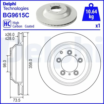 Bild av Bromsskiva DELPHI BG9615C
