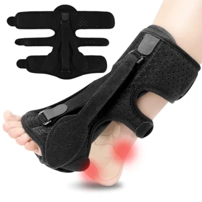 Bild av PIWOSGOL plantar fasciit nattskena, 3 justerbara remmar lättnad fläkt, bandage med skumdyna för fasciit, platta fötter akilles tendonit