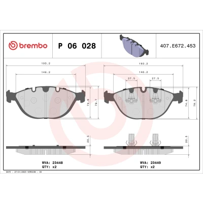 Bild av BREMBO P 06 028 Jeu de plaquettes frein préparé pour indicateur d&#039;usure avec clip piston sans accessoires BMW: X5