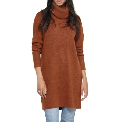 Bild av ONLY Onljana L/S Cowlneck Stickad klänning, Storlek: XS, Ginger bread melange