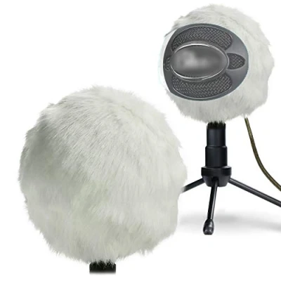 Bild av YOUSHARES Furry Windscreen Muff Anpassat popfilter för mikrofon, vindruta Wind Cover att förbättra blå snöboll iCE mikrofon Ljudkvalitet (vit)