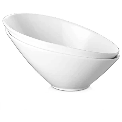 Bild av DOWAN Porslinssalladsskålar, 26 oz/770 ml set med 2 serveringsskålar, vit keramisk skål för sallad, pasta, soppa, ris, frukt, beredning, ugn och diskmaskin,