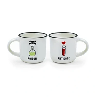 Bild av Legami Poison &amp; Antidote espresso för two, benkina, flerfärgad, 5,5 x 5 cm, 2