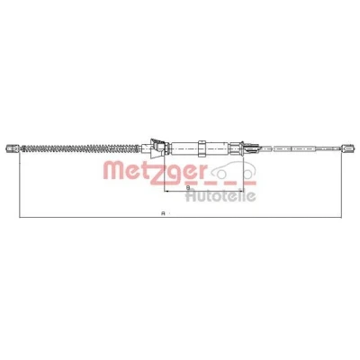 Bild av METZGER 10.9034 Câble De Frein arrière gauche, droite, gauche 1620/944 à tambour COFLE SKODA: Octavia I 5 portes, 1 Combi