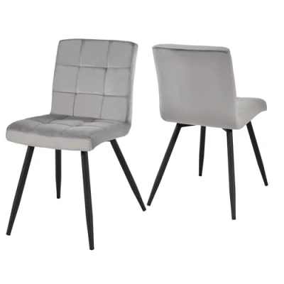 Bild av DUHOME Matstolstyg (sammet) vadderad stol retro design med metallben färgval 8043B, färg: grå, material: sammet