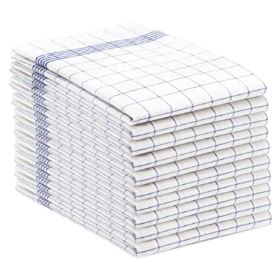 Bild av Zollner set med 10 kökshanddukar, 50x70 cm, 100% bomull, 170 g/m², blå rutig