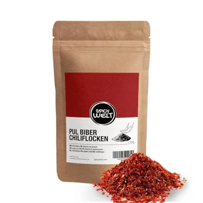 Bild av Spicy Welt Pul Biber Chiliflingor (1kg) av Premiumkvalitet för Matlagning, Marinader, Såser &amp; Grillrätter Kryddig Smak 100% Naturlig, Utan Tillsatser