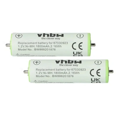 Bild av vhbw 2 x batteri kompatibel med Braun Series3 310, 320, 330, 340, 5612, 5622, 5691, 5722 rakhyvel hårklippare (1 800 mAh, 1,2 V, NiMH)