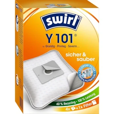 Bild av Swirl Y 101 MicroPor Plus dammsugarpåsar för AEG, Dirt Devil, grunddammsugare, anti allergenfilter, 4 stycken inkl. filter