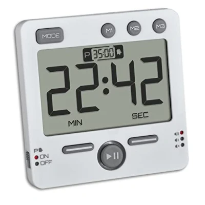 Bild av TFA Dostmann 99HOURS Digital Timer and Stopwatch 38.2049.02 3 Volume Kitchen Magnetic with LED Warning Light Memory Function White