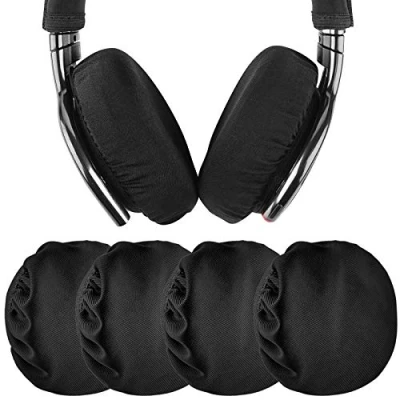 Bild av GEEKRIA 2 par Flex tyg hörlurar täcker/stretchigt och tvättbart sanitärt öronskydd, för Sony WH 1000XM4, 1000XM3, Bose QC35 II, QC25 hörlurar, passar 3&quot; 4 tum öronkuddar (svart)