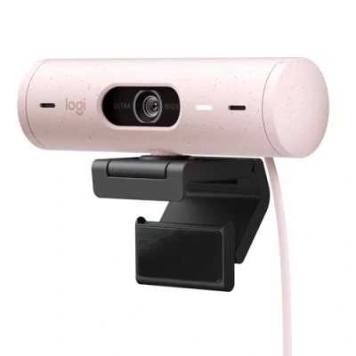 Bild av Logitech Brio 500 Full HD webbkamera med autoljus, Show Mode, två mikrofoner brusreducering, webbkamerasekretess. Fungerar Microsoft Teams, Google Meet, Zoom, USB C sladd Rosa
