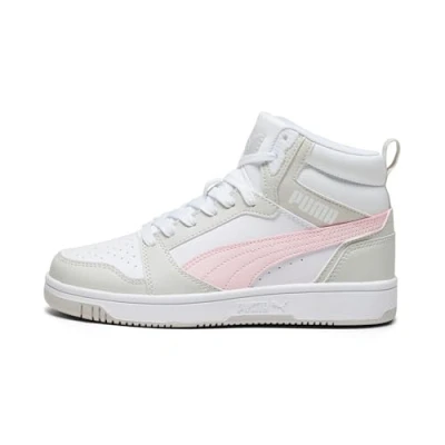 Bild av Puma Rebound V6 MID JR Höga sneakers för barn, Storlek: 39, White/frosty pink/sedate gray Konstmaterial