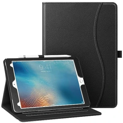 Bild av FINTIE Fodral för iPad Pro 9,7 tum 2016 Release Tablet [Hörnskydd] flervinkels visningsfolio smart stativ bakskydd med ficka, pennhållare, automatisk väckning/sömn, svart