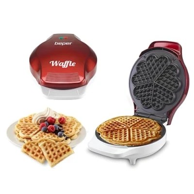 Bild av BEPER BT.603Y Waffle Maker, 5 Waffles at a Time, Non Stick Plate 18cm, 800 1000W Red/White