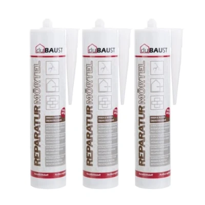 Bild av dubaust REP24 reparationsmortel fogmortel express cement murbruk inomhus utomhus 310 ml patron cementgrå (3)