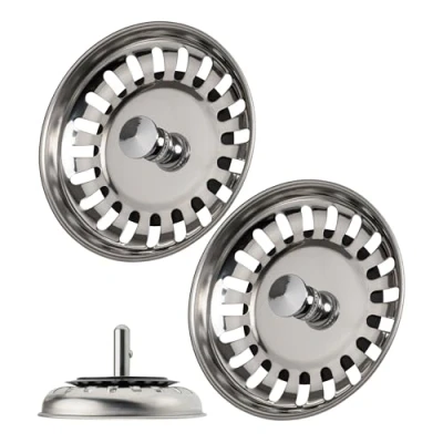 Bild av diskho silkorg, Med Ø 79 mm, 2 pack, 40 mm skruv, Rostfritt stål korgplugg universell sil, Idealisk ersättningsdel för avlopp, Kök handfat sil pluggar, Silkorgventil, Kökshandfat