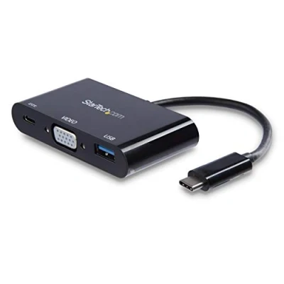 Bild av StarTech.com USB C to VGA Multifunction Adapter with Power Delivery ekstern videoadapter sort
