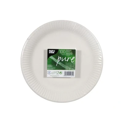 Bild av PAPSTAR Tallrik PURE Papper 23cm extra stark vit 100/fp