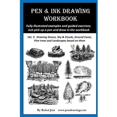Bild av Pen &amp; Ink Drawing Workbook vol 3: Learn to Draw Pleasing Landscapes