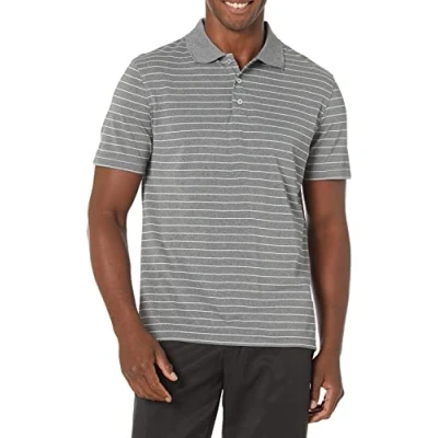 Bild av Amazon Essentials mäns slim fit snabbtorkande golfpikétröja, medium grå ljung rand, Large