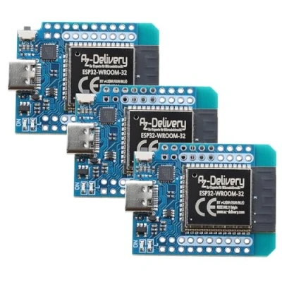 Bild av AZDelivery ESP32 D1 Mini NodeMCU 3 pack ESP 32 Bluetooth WiFi moduler med USB C port, kompatibel Arduino och Wemos e bok