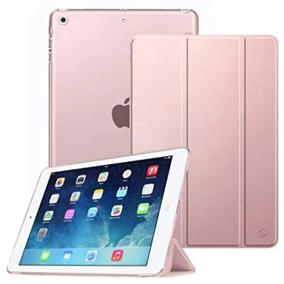 Bild av Fintie Fodral för iPad Air 2 (2014 modell)/iPad (2013 modell) ultratunt superlätt skyddsfodral med transparent baksida och skydd automatisk sömn/väckningsfunktion, roséguld