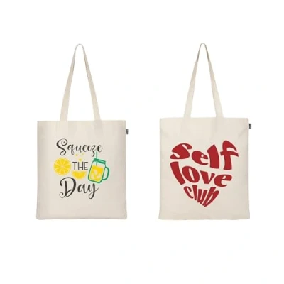 Bild av Ecoright Tygväskor för kvinnor, trendig och återanvändbar matkasse, bomullsväska skola, daglig användning, shopping strand, Squeeze Self Love, En storlek, Utility