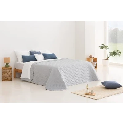 Bild av Todocama Tunt stjärnmönster bouto överkast för vår, sommar, höst och vinter 100% extra mjukt mikrofiber. Multifunktionellt sängöverdrag, säng 120/135230 x 260 cm, ljusgrå