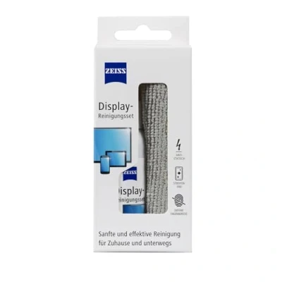 Bild av Zeiss displayrengöringsspray med 120 ml innehåll inklusive en mikrofiberduk för säker och effektiv rengöring av optiska ytor alkoholfri antistatisk, 606243, vit