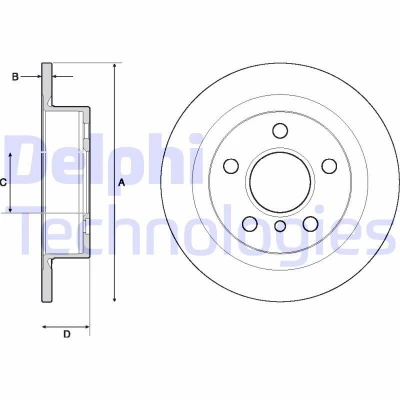 Bild av DELPHI BG4706C Disque de frein 259 10 5 plein revêtu à haute teneur en carbone sans roulement roue, bague ABS MINI: 3/5 portes, Cabriolet