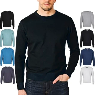 Bild av Castle Point Herr 100% bomull jumper pullover tröja, rund hals svart, L