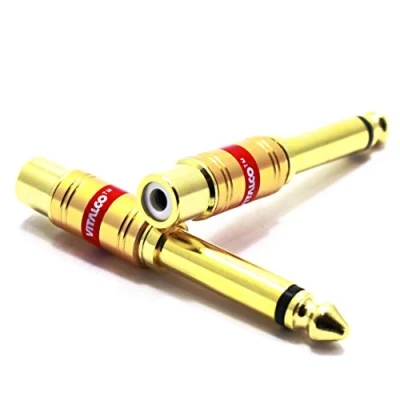 Bild av 6.3 Mono till RCA Hona ljud Adapter Vitalco 6.3mm TS Hene Teleplugg Kontakt Ljudadapter