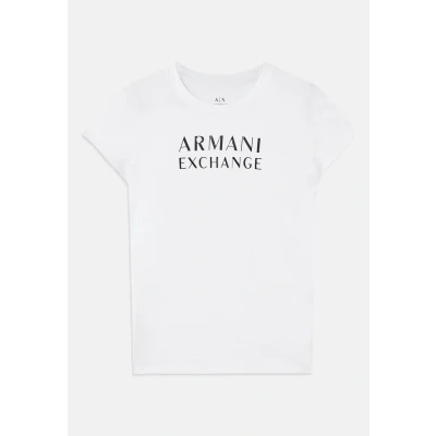Bild av Armani Exchange kortärmad klassisk skript logotyp scoop neck T shirt, Optisk vit, XL