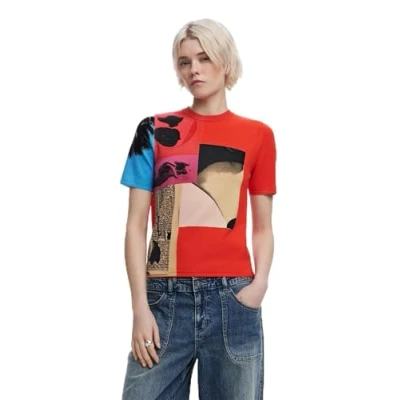 Bild av Desigual Perkins Postcard Tshirt med print, Storlek: Large, Red