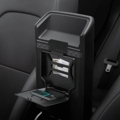 Bild av Spigen Tesla Model 3 2024 Current Highland förvaringslåda för mittkonsolen, utformad tillbehör Carbon Edition